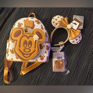 Disney Parks Mickey Waffle Loungefly Set